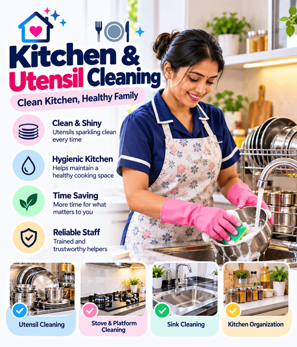 Bartan and kitchen cleaning